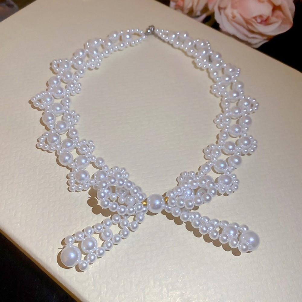 Pendant Bow Necklace Bead Collarbone Chain Sweet Clavicle Chain Women Girls