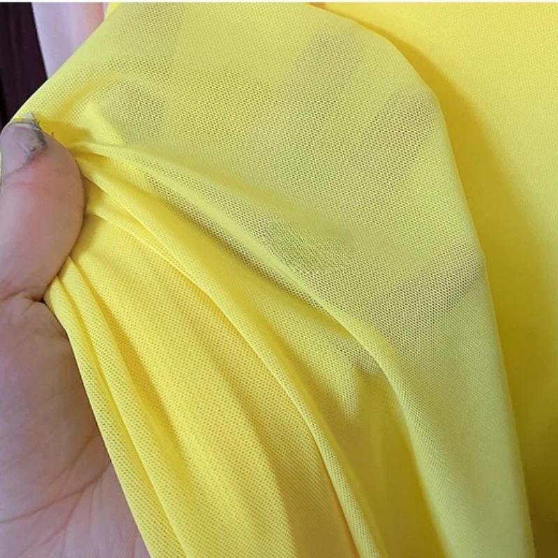 Wide 150cm Nylon Mesh Fabric Spandex High Elastic Dense Black White for DIY Sewing Lace Shirt Stockings