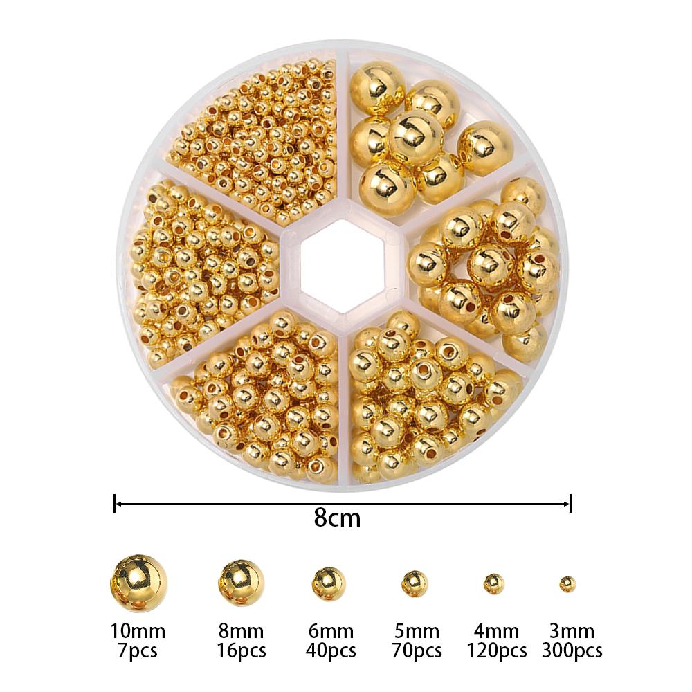 553pcs 3-10mm CCB Gold Silver Color Spacer Beads Set Box Round Loose Beads Charms Kit For Jewelry Making DIY Bracelet Necklace