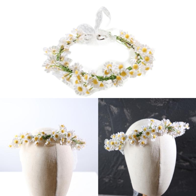 Adjustable Bohemian Flower Garlands Hairband For Women Girl Photo Props Natural Daisy Flower Hairhoop for Music Festival