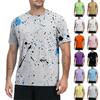 T-shirt da uomo a maniche corte con girocollo e stampa a schizzi di vernice astratta Vestibilità casual Top morbido e leggero