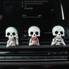 Set of 3 Halloween Skull Decor Cute Car Air Freshener Vent Clips, Resin Skeleton Holding Rose Car Diffuser Romantic Dashboard Decorations Auto
