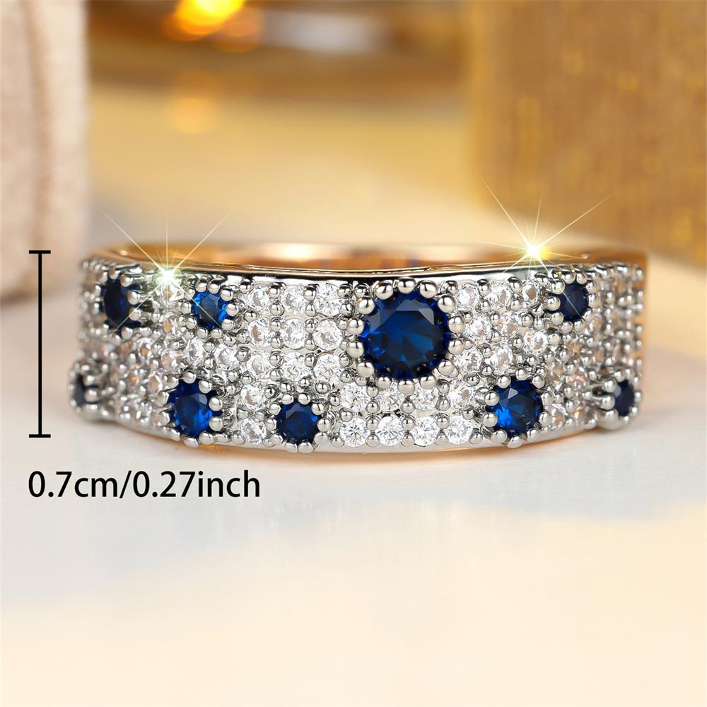 Blue Crystal White Zircon Small Round Stone Rings For Women Vintage Fashion Gold Color Ring Wedding Jewelry Mother's Day Gifts