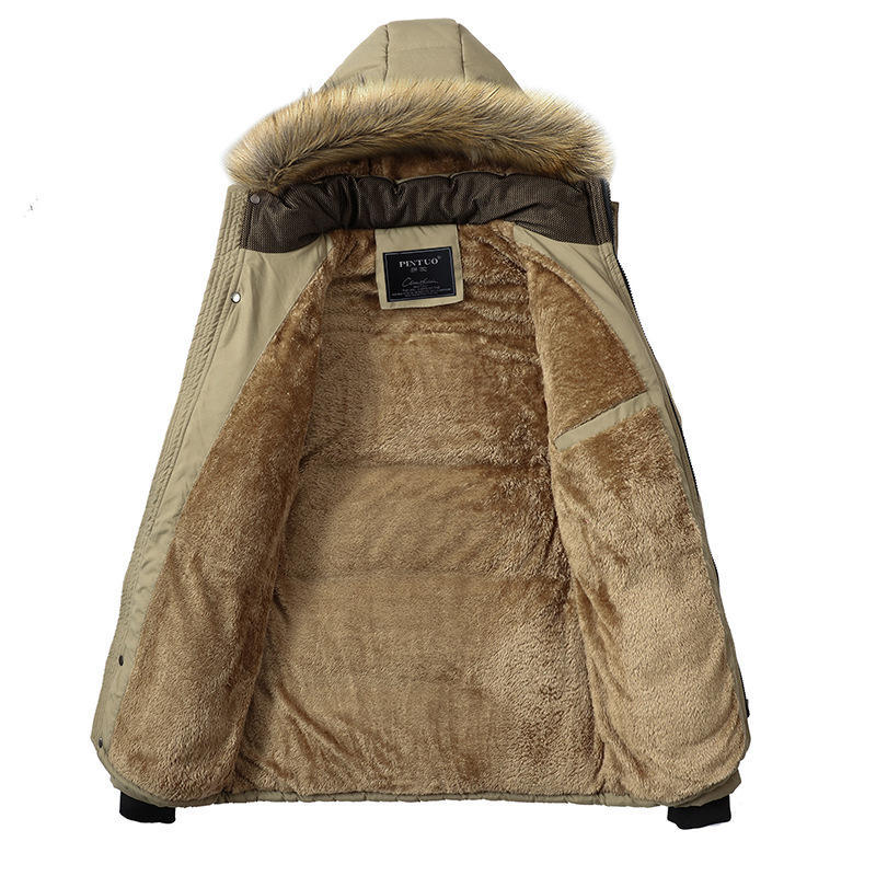 Autumn And Winter Youth Leisure Medium And Long Cotton Clothes Men's Winter Clothes Plush Coat