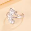 18K Gold Plated Geometric Faux Pearl Open Ring: Versatile Fairy Style Stainless Steel Jewelry for Women