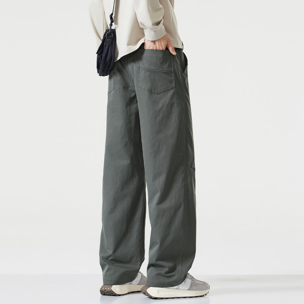 Minger | American trendy brand versatile splicing scimitar pants men's solid color simple loose wide-leg sports casual pants