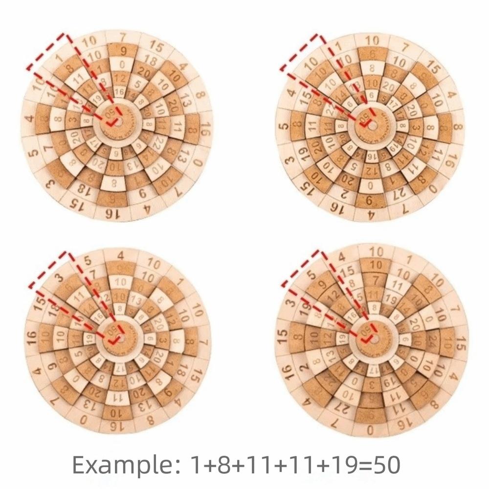 Classic Number Wooden Puzzle Round Turntable Brain Teaser Toy Number Puzzle  Children Learning