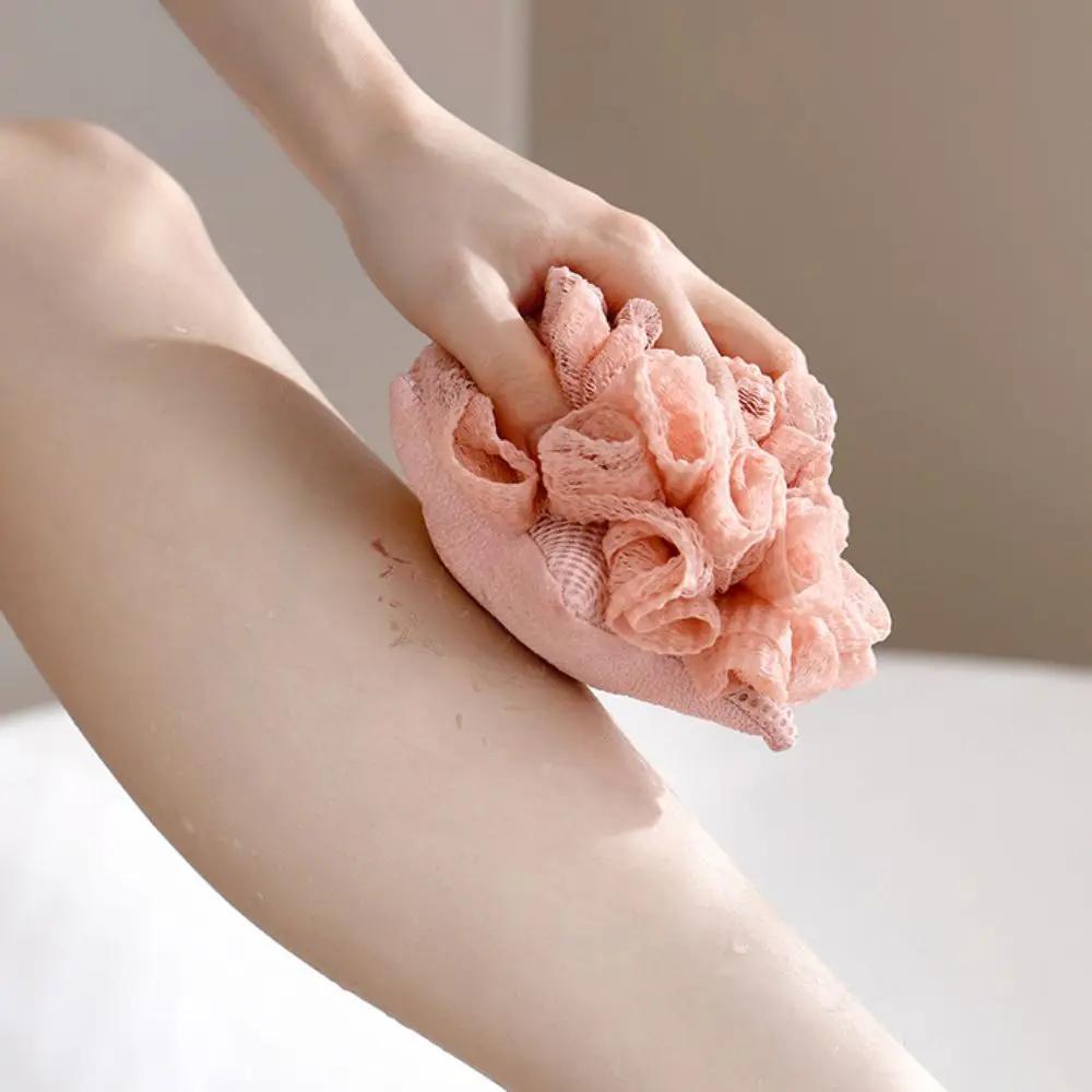 Ny 2-i-1 Badboll Handduk Hängbar Mjuk Badsvamp Exfolierande Nät Hudvänlig Ansiktsrengöringskula Badtid