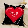 Valentine Red Heart Pillow Case Natural Linen Double-Sided Printing Sofa Home Decor Cushion Cover