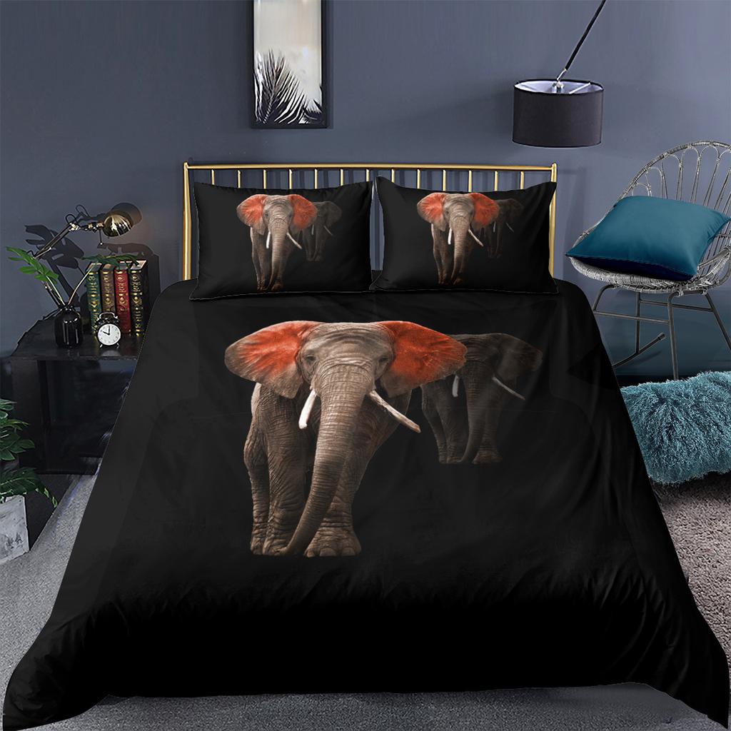 Elephant Duvet Cover King Queen Size Creative Animal Pattern Bedding Set For Kids Teens Adult Lovely Wildlife 2/3pcs Quilt Cover