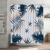 Modern Bathroom Shower Curtain with Palm Leaf Print White Waterproof Fabric for Home Decor Size180cm X 274cm (White)