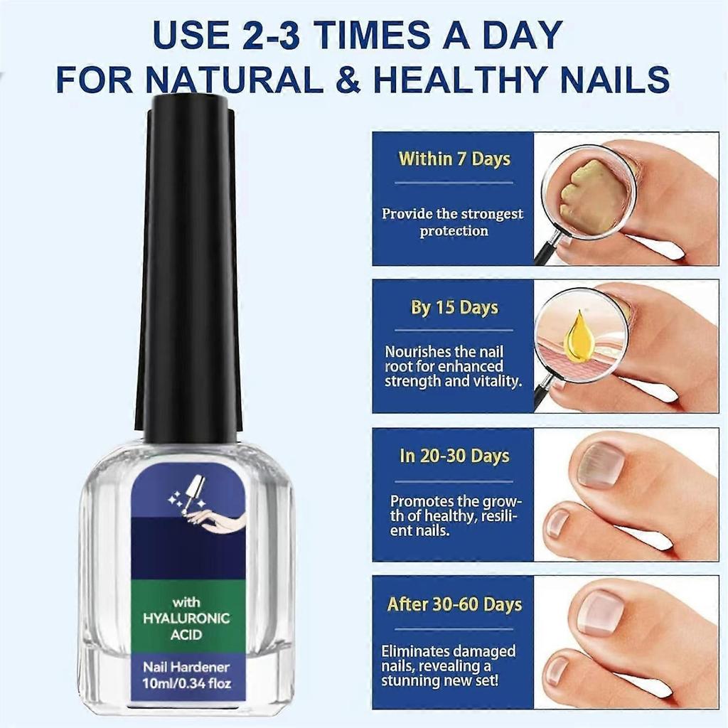 3x Indurente per Unghie all'Acido Ialuronico, Siero per la Crescita Rapida delle Unghie, Indurente Smalto Anti-Fragilità Trattamento Naturale per Unghie Danneggiate