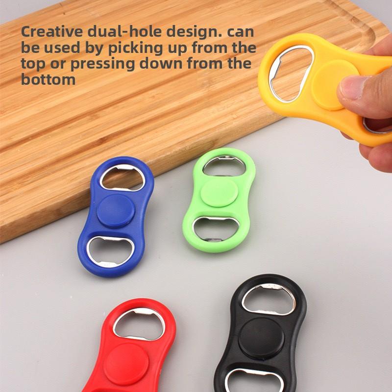 Portable Bottle Opener with Pressure Relief Function for Opening Cans. Dual-head Beer Opener with Rotatable Fingertip Design.