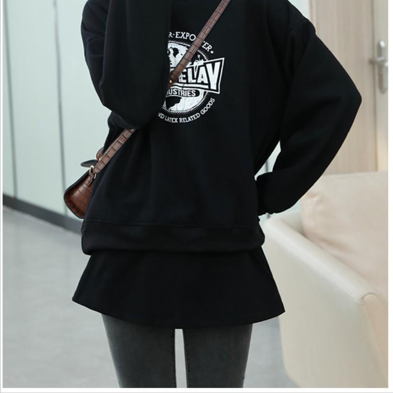 

Женский многослойный леггинс-свитшот с ложным подолом и зимней юбкой с откидным клапаном на ягодицах M (Suitable for 85-110 jin) чёрный