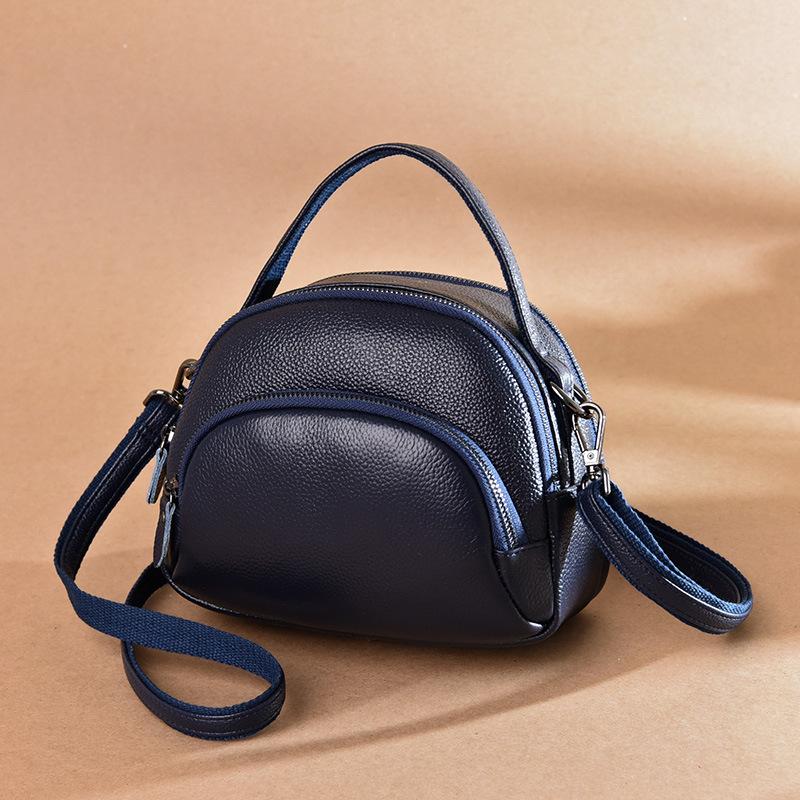 Women's leather medium mother bag fashion first layer cowhide handbag simple casual shoulder messenger bag soft leather bag