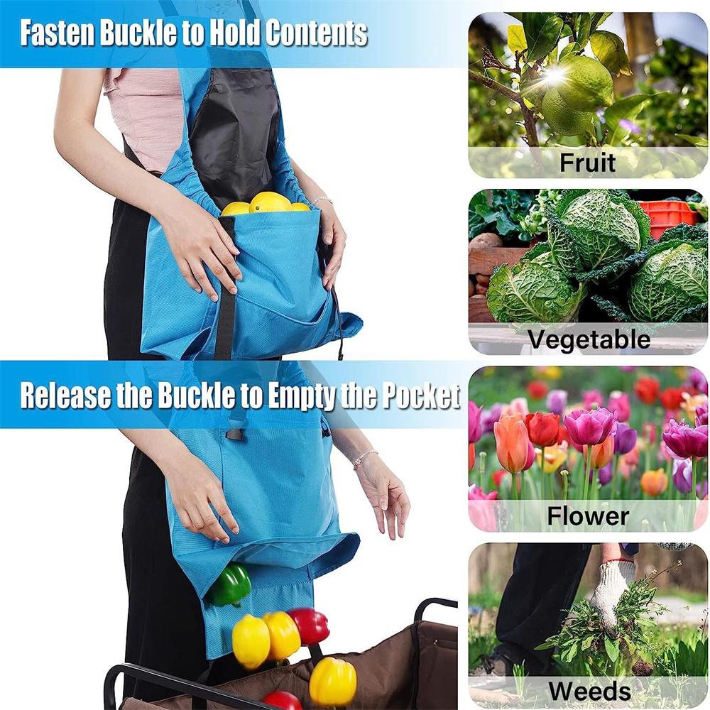 Adjustable Outdoor Large Pocket Apron Quickly Release Harvesting Apron Kitchen Garden Backpack Waterproof Aprons Picking Bag