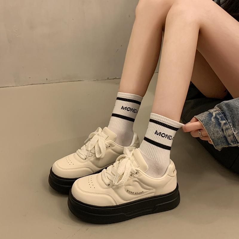 2025 Women's Sneakers Spring Autumn Fashionable Casual Thick Soled Shoes Comfortable Height-increasing Platform Soles for Women