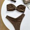 Solid Color One-Shoulder Women’s Three-Piece Bikini Set