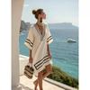 2026 summer European and American new loose printing V-neck women's casual vacation dress