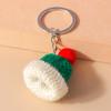 Cute Hand Knitted Christmas Hat Keychain Crochet Key Ring Pendants for Women Girls Handbag Decor DIY Jewelry Gift