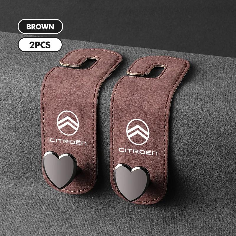 AIZIGI1 Car Seat Headrest Hook Hidden Hook Suede Metal Hanging Hanger For Citroen C4 C3 C5 C1 C2 C6 VTS C4L DS3 DS4 DS5 Grand Berlingo