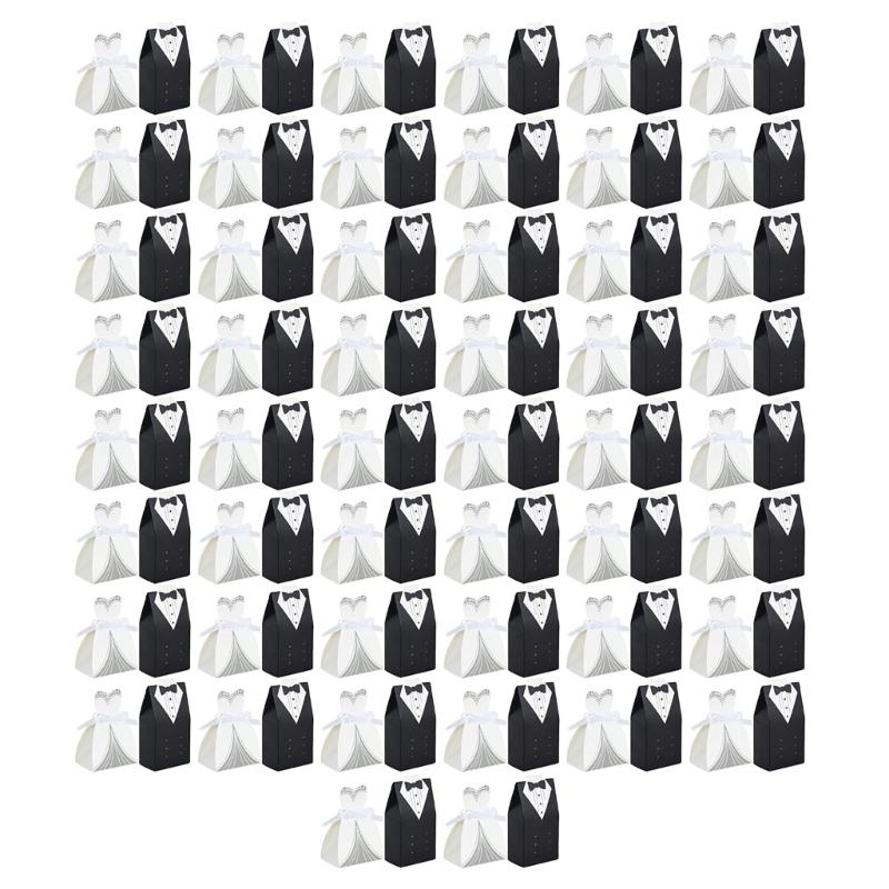 

Set of 50 Candy Boxes European Style Bride And Groom Candy Boxes Wedding Dress Package Boxes 1