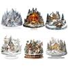1Pc 2D Elegant Acrylic Christmas Decoration - Snowhouse & Reindeer Scene Ornament for Home Office, Festive Party Decor, Gift & P