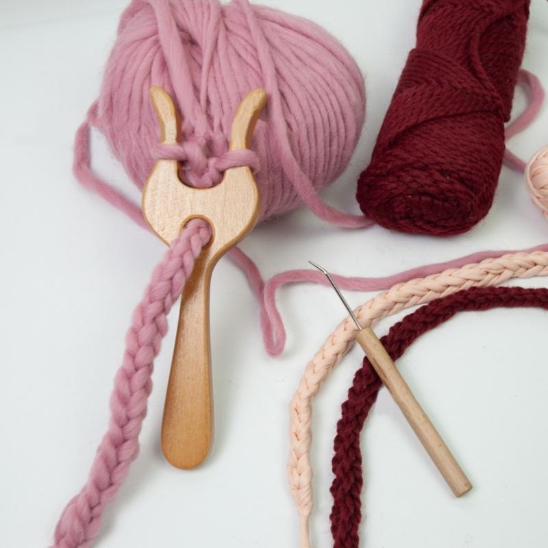 Fourchette de tissage en bois avec pointe courbée, aiguille à tresser, ensemble d'outils de tissage de fil pour débutants, adultes, tressage de cordes, artisanat fait main