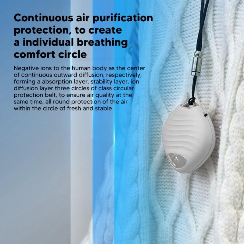 Mini Wearable Air Purifier Smoke Odor Removal Portable Negative Ion Air Purifier Necklace For Car Travel White