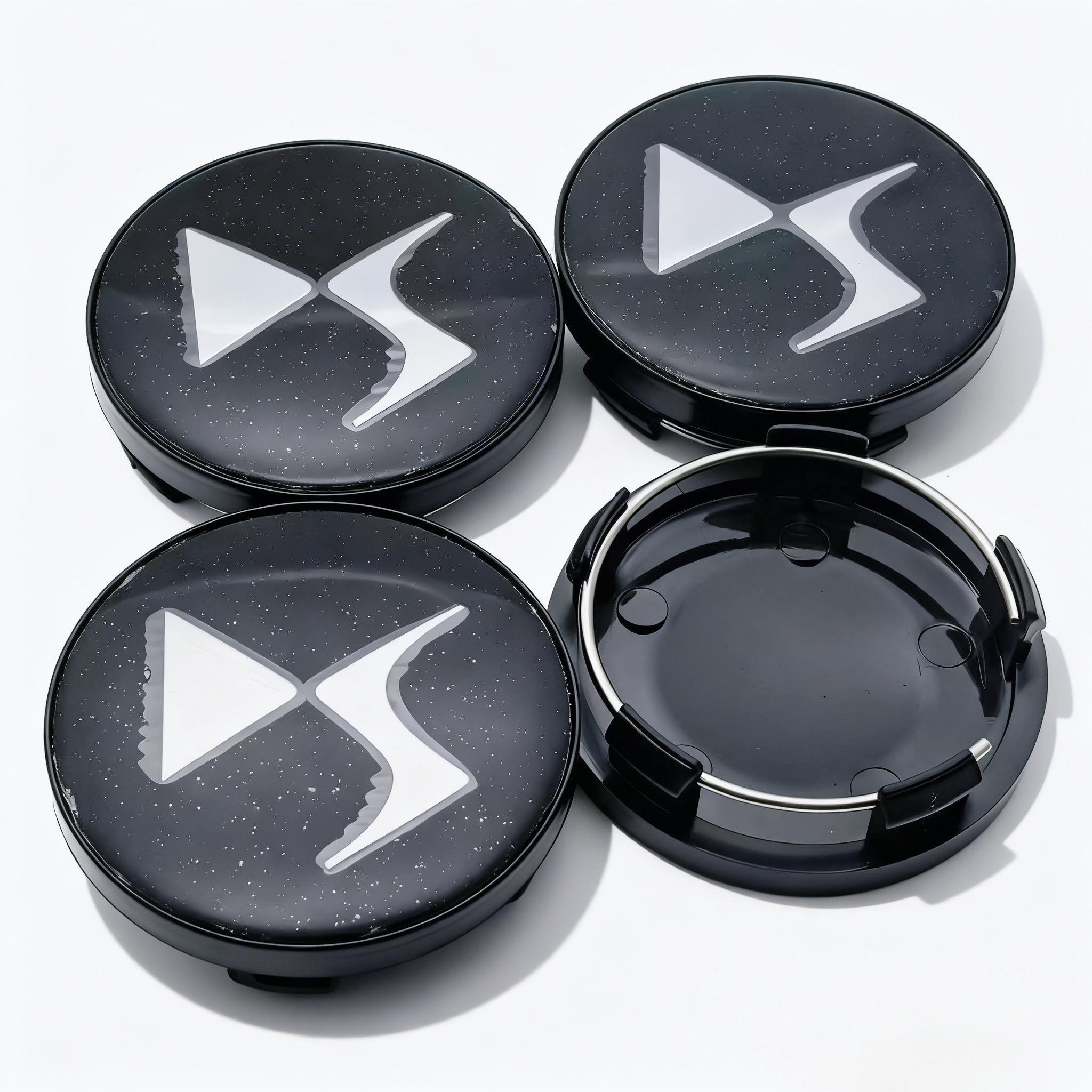 

4pcs Black Silver DS Logo Emblem Car Wheel Center Caps 58MM 54MM Rim Hubcaps Dust Cover Wheels Hub Cap Replace Car Accessories DS Badge&4pcs T58 Wheel Caps