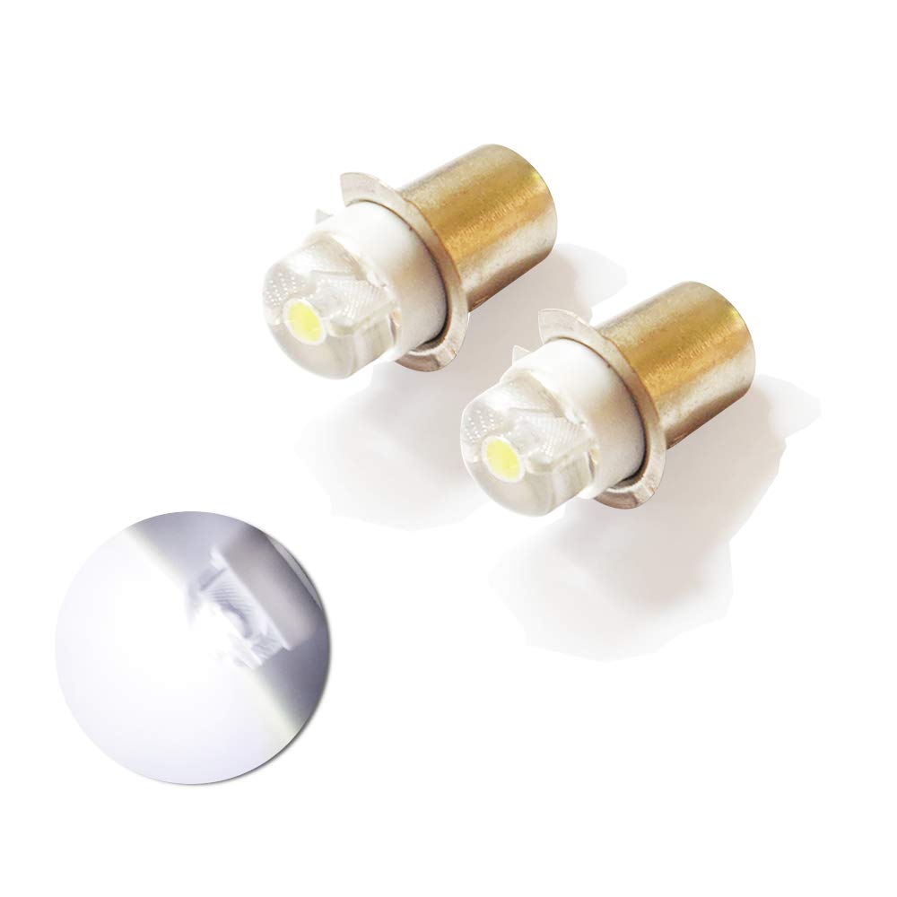 2-Pack P13.5S LED Bulbs, 5V-24V Compatible (6V9V12V16V18V19.2V24V), 0.5W, Replacement Bulbs for FlashlightsLights