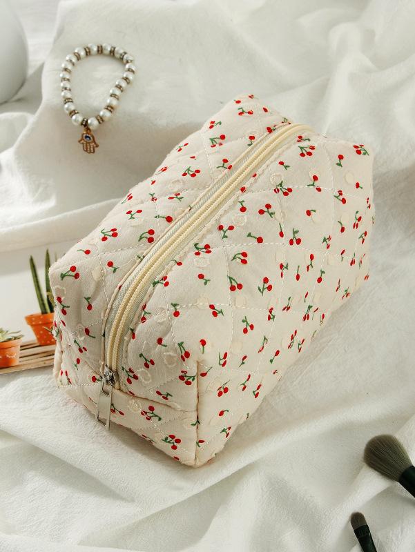 Cherry Bow Makeup Pouch for Women Napkin Sanitary Pad Storage Bag Organizer Pouch for Tampons Teens Female Cosmetic Bags