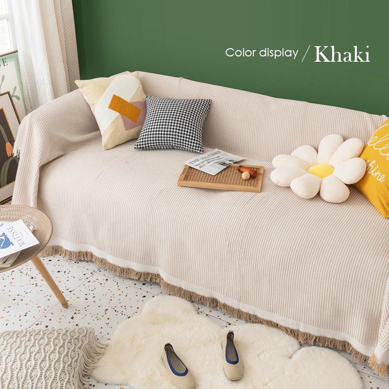 Ins Cream Yellow Sand Hair Towel Solid Color Sofa Cover Cloth Towel Full Cover Universal Cover All Inclusive Non-Slip Sofa Towel