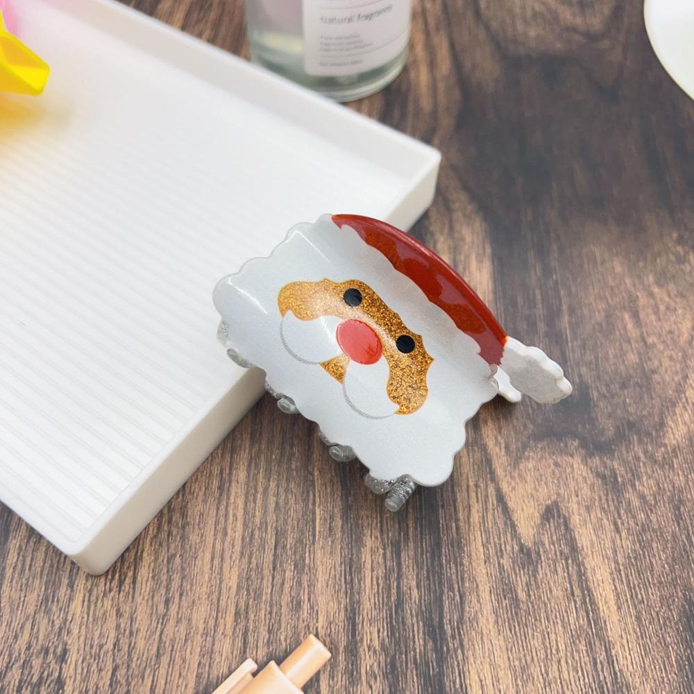 Acrylic Christmas Tree Hair Claw Snowhouse Cartoon Hair Grab Clip Santa Claus Shark Clip Girl