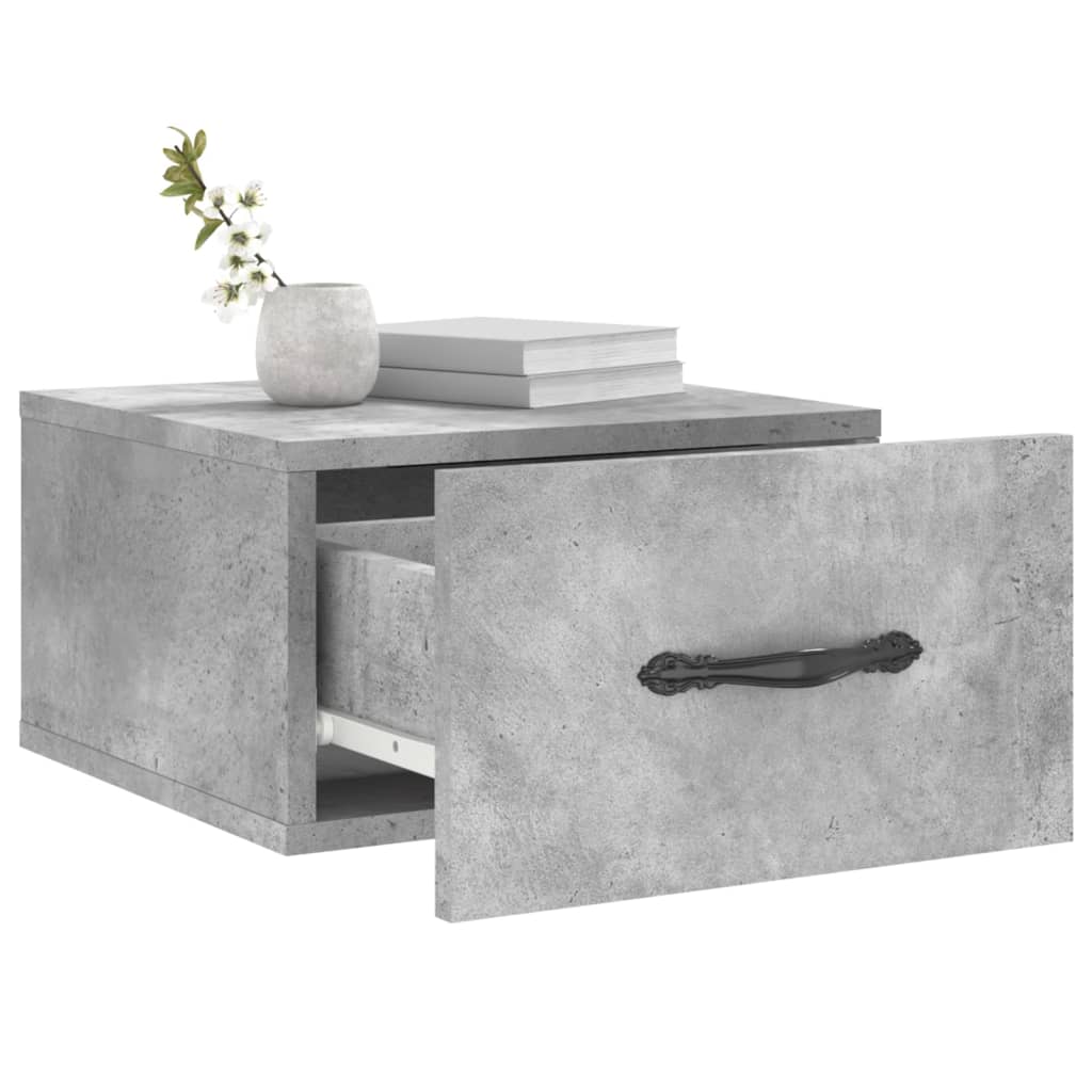 Wall Mounted Nightstand Concrete Gray 35 x 35 x 20 cm