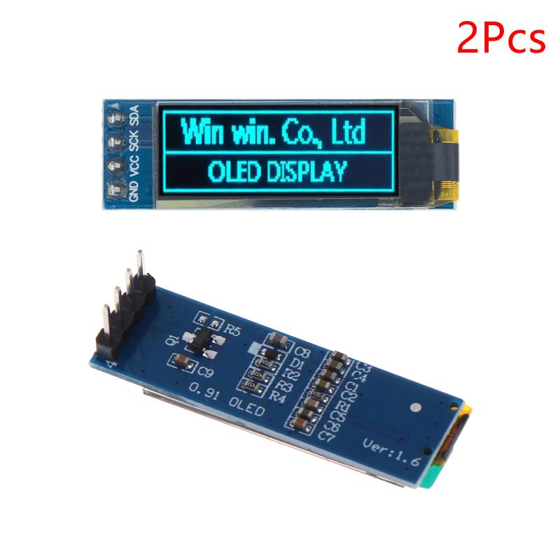 0.91 Inch I2C Iic Oled Lcd Display Module 128X32 Blue/White Color Ssd1306 Driver Ic Dc 3.3V 5V Diy Module