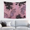 Halloween Gothic Tapestry Wall Hanging Hippie Polyester Tapestries Vampire Bats Pink Fantasy Throw Rug Blanket Dorm 95x73cm