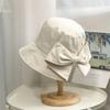 Women's Bowknot Bucket Hat, Spring/Summer Outdoor Sun Hat, Face-Covering Reversible Sun Hat, Reversible Solid Color Foldable Sun Hat