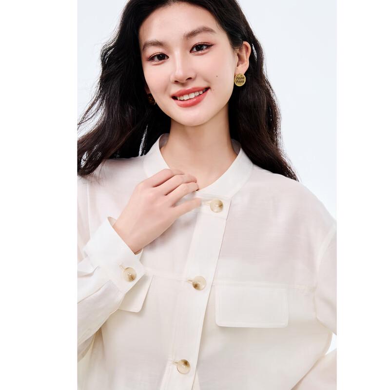 Qiusui Yiren Women's Lightweight Round Neck Short Jacket