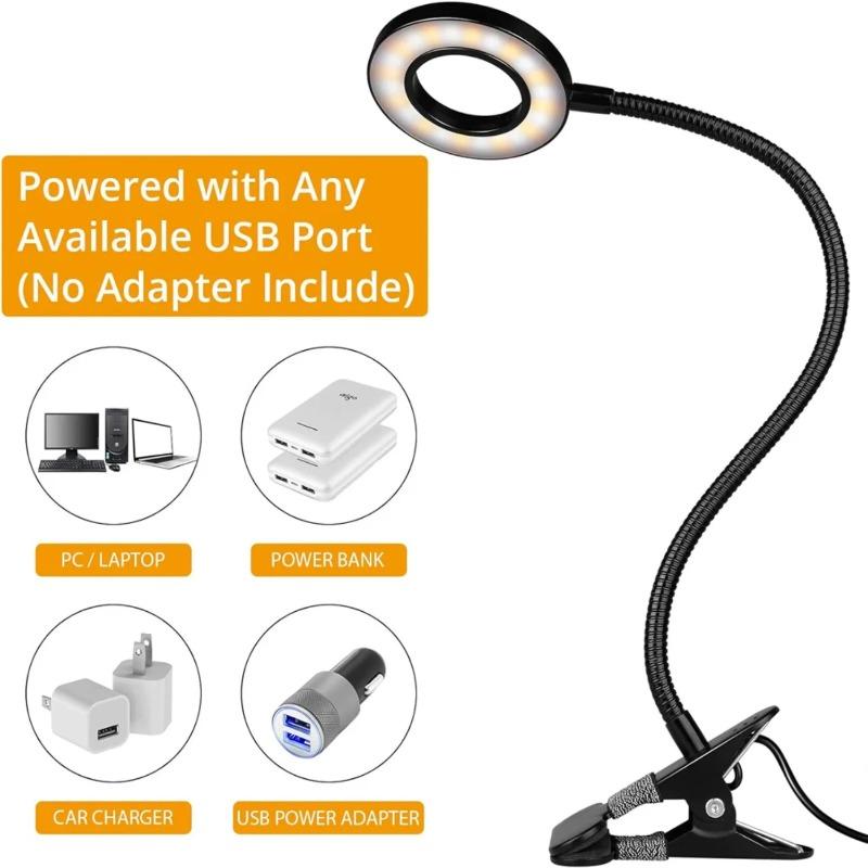 Flexible LED Vertical Lighting Desk Lamp Desktop Work Writing Lamp Bedroom Adjustable Clamping Bed Light Writing Reading Lamp