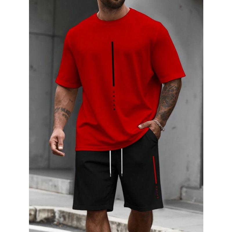 Simple Street Fashion Men's Short Sleeve Suit Outdoor Crew Neck Top Tee Casual Comfortable Shorts Men's T-shirts Clothing Suits