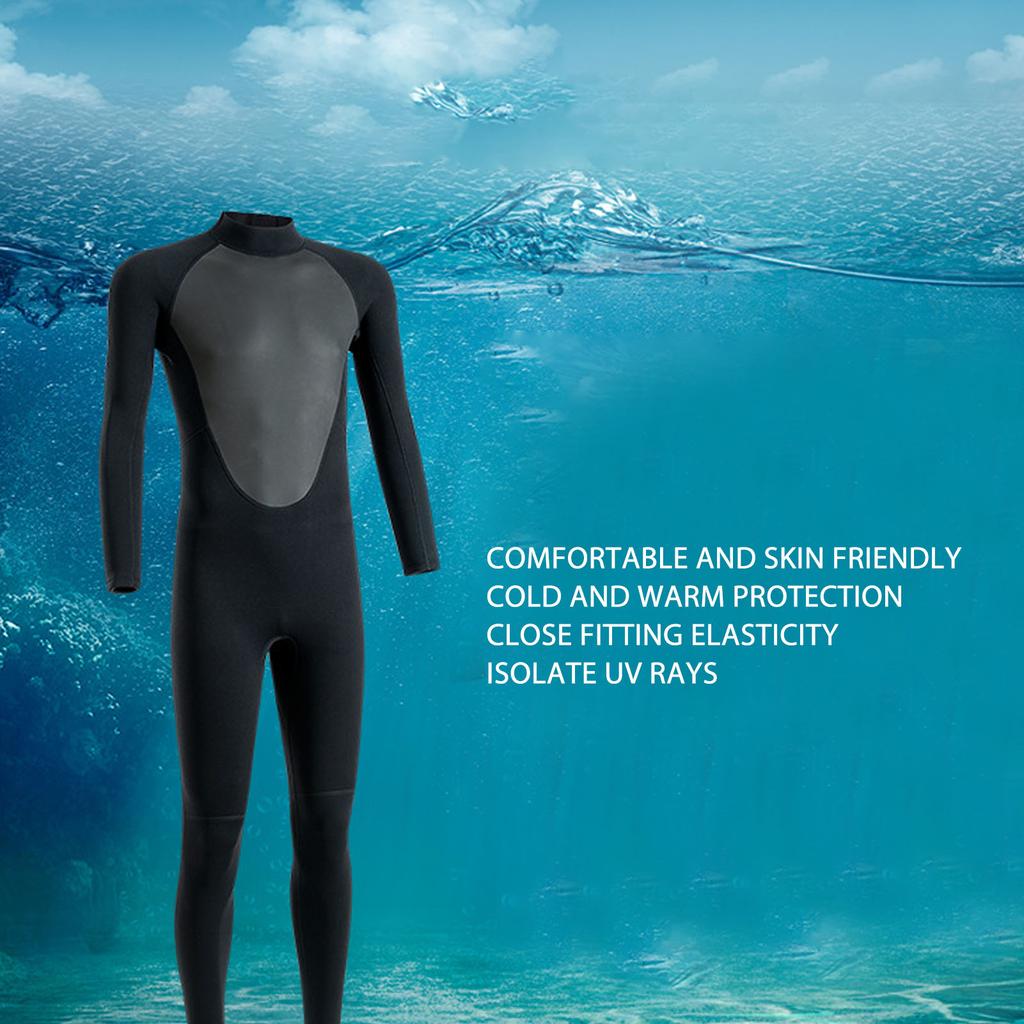 1 Piece Wetsuit Thermal Insulation UV Proof Soft Full Body Diving Suit for Surfing Snorkeling Black 5mm L