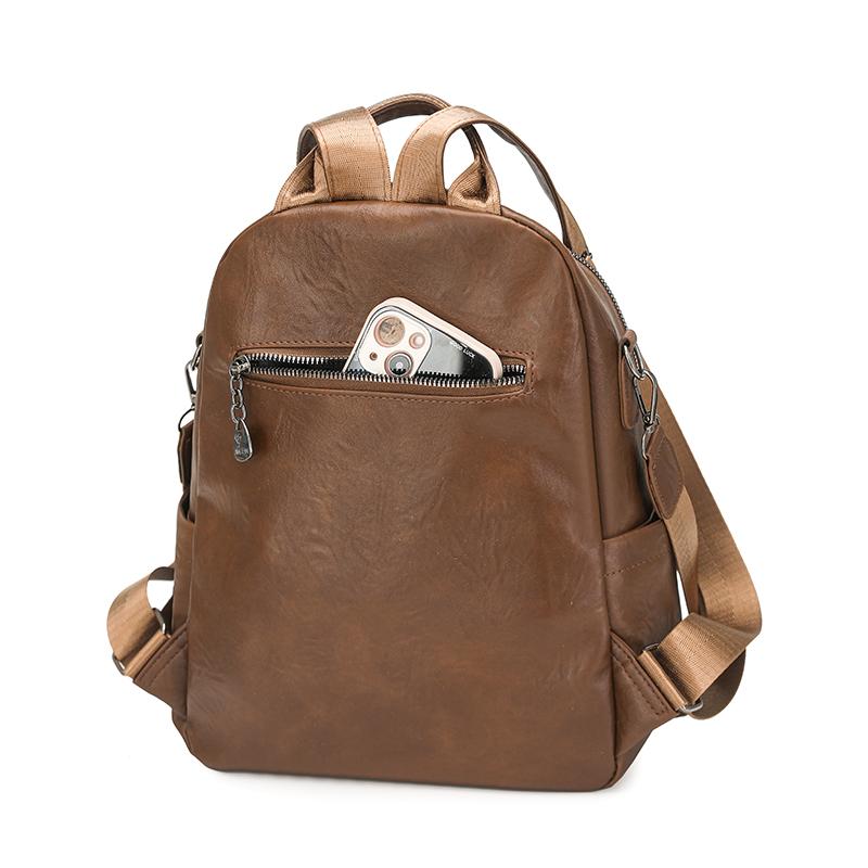 PU Backpack Women's Retro Dual-Use Shoulder Bag Large Capacity Travel Commuter Backpack