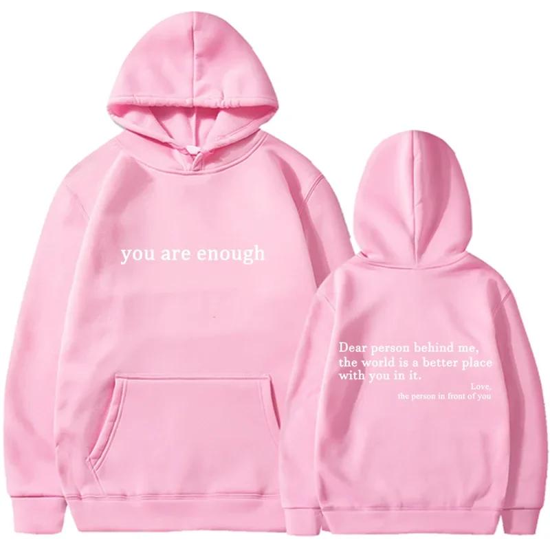 2025 Trendy You Are Enough Printed Hoodie Men's and Women's Pullover Retro Hoodie Street Hip Hop Unisex Hoodie Top