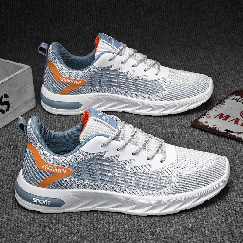 

Men s shoes summer green rotating button versatile sports casual running shoes flying woven breathable mesh shoes 44