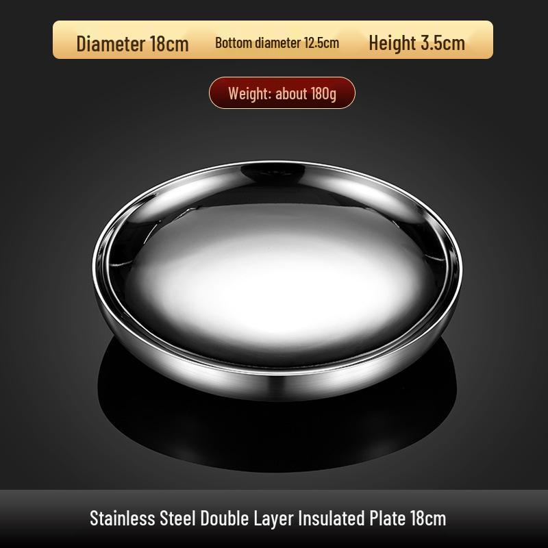 304 Stainless Steel Double-Layer Insulated Round Tray