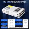 12V 600W Adjustable DC Power Supply 0-12V with LED Display for LED, Car Stereo, Electronics