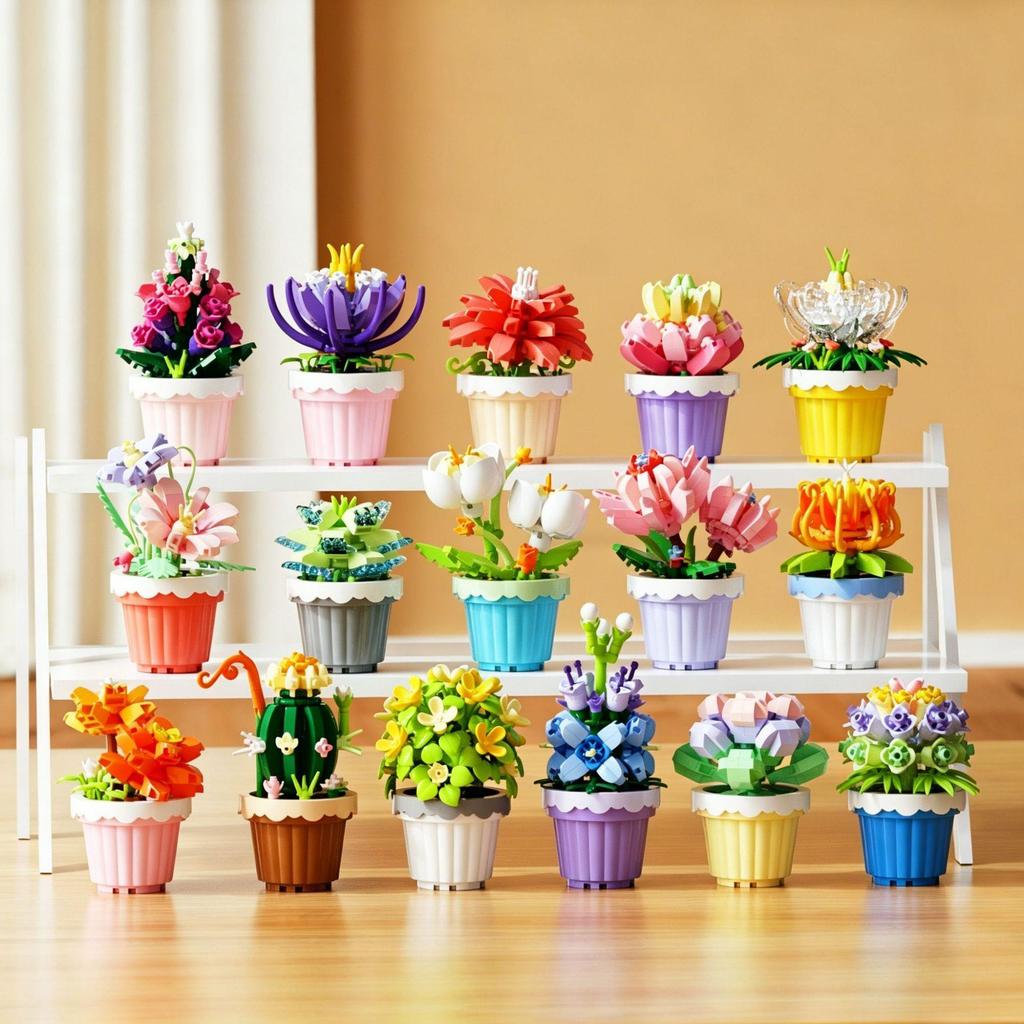 Immortal Flower Succulent Building Blocks - Creative Model for Desktop Decor