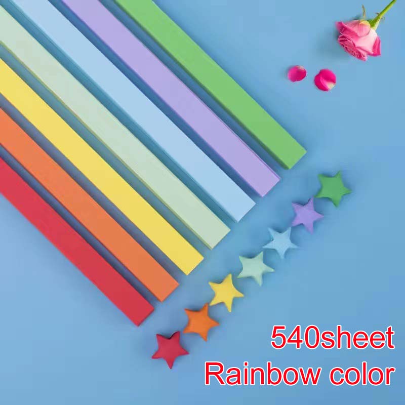 540 Sheets Double Sided Star Folding Strips Rainbow Gradient Origami Paper for Party Favors Festival Gathering Gifts TMZ