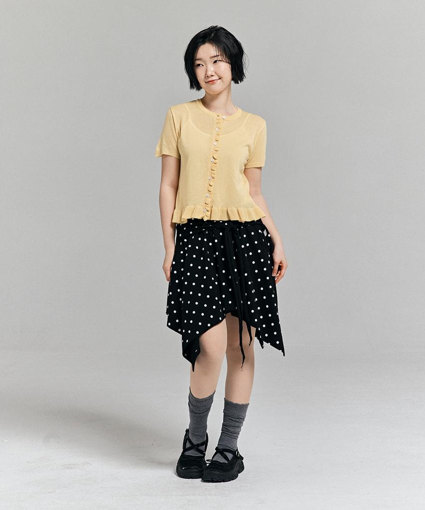Awesome Studio Asymmetrical Dot Midi Skirt Black